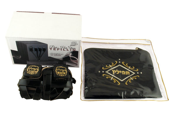 Kosher Tefillin Peshutim for Right Handed, Ashkenaz Version, From Israel, with Free Bag